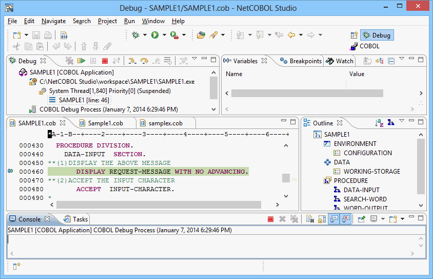 NetCOBOL Studio interface