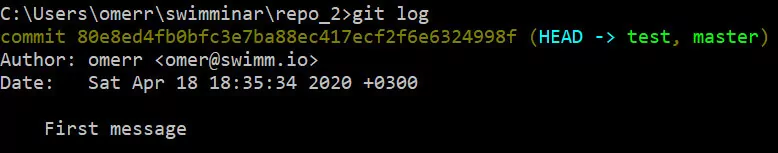 Git log commit