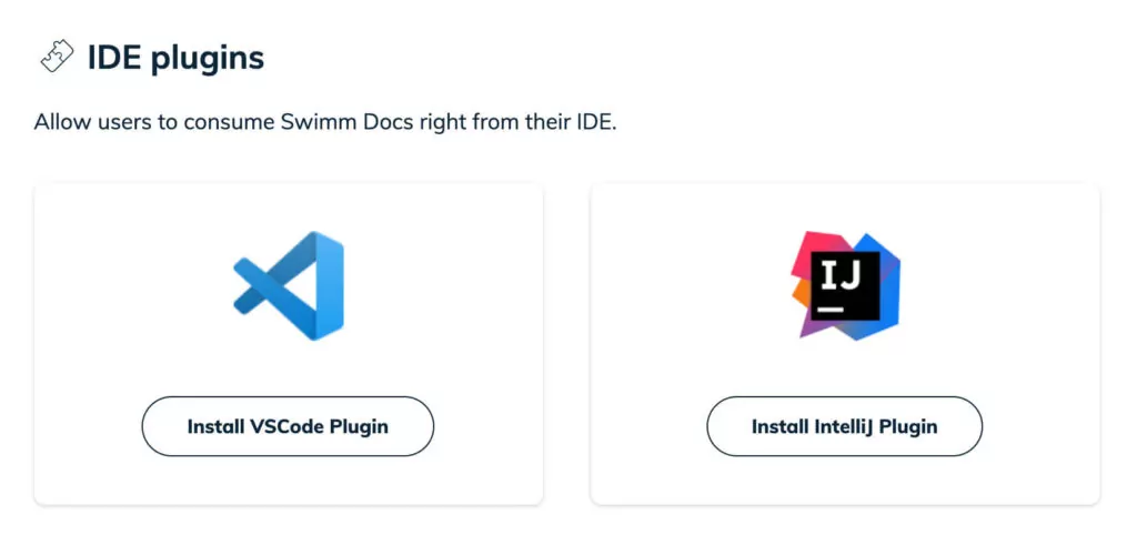 Swimm's IDE Plugins As Seen From The Integrations Page