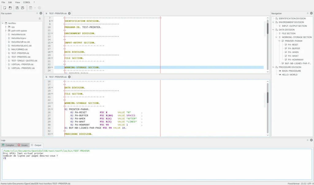 Open Cobol IDE workspace